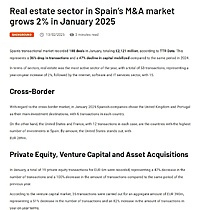 Real estate sector in Spains M&A market grows 2% in January 2025